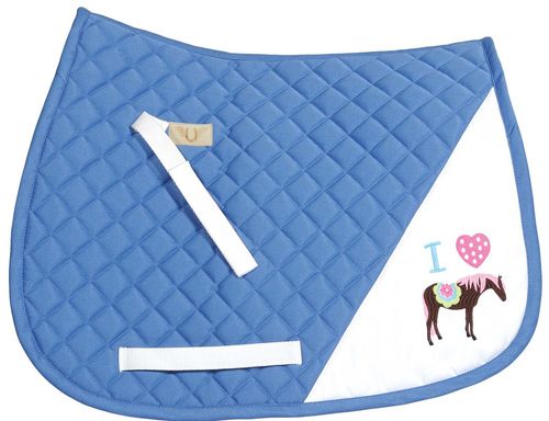 TuffRider I Heart Pony Girl Saddle Pad - Parisian Blue