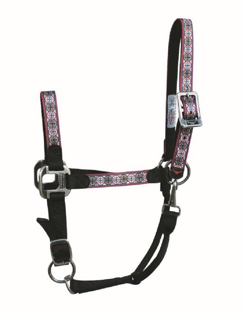 Western Rawhide Signature Pattern Halter w/Snap - Black/Octagon