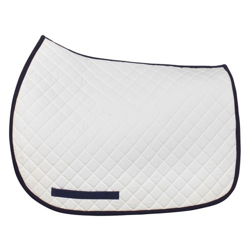 TuffRider Basic All Purpose Saddle Pad w/Trim - White/Navy