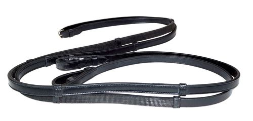 Nunn Finer Anatomico Rubber Lined Reins w/Hand Stops - Black