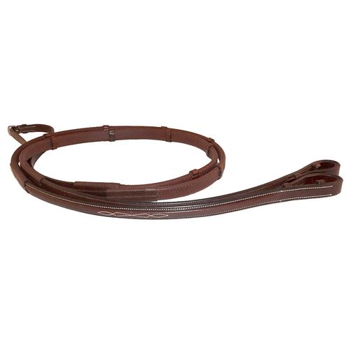 Nunn Finer Anatomico Rubber Rein w/Hand Stops - Havana