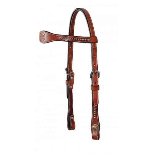 Western Rawhide Dee Butterfield Short Cheek Browband Headstall with Dots - Chestnut