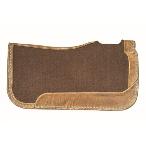Western Rawhide Buckstitch Felt Pad - Dark Brown/Turquoise