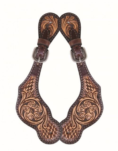Western Rawhide Country Legend Spur Straps - Two Tone Brown