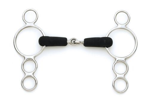 Centaur Jointed Rubber 3-Ring Gag - Stainless Steel