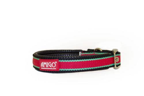 Amigo Dog Collar - Red/White/Green/Black