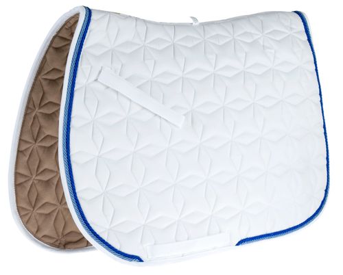 Roma Ecole Star Quilt Close Contact Saddle Pad - White/Royal/Light Blue
