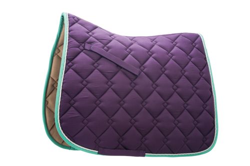 Roma Ecole Double Diamond Quilt Dressage Saddle Pad - Purple/Silver/Mint