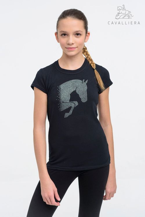 Cavalliera Kids' Jumping Star Short Sleeve Tee Shirt - Black