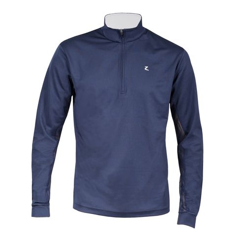 Horze Men's Dorian Technical Long Sleeve Sun Shirt - Peacoat Dark Blue/White