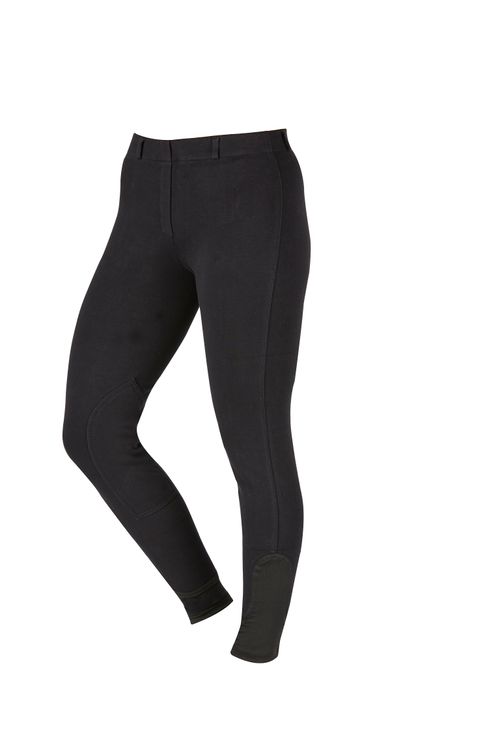 Saxon Women's Knee Patch Pull On Schooling Breeches - Black