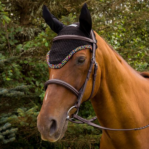 Equine Couture Beaded Fly Bonnet - Black
