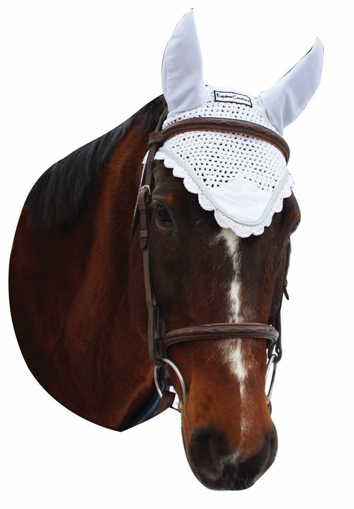 Equine Couture Fly Bonnet with Silver Rope - White