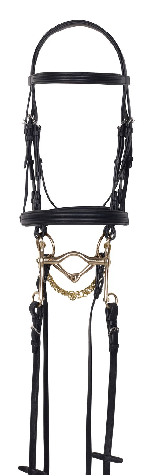 Aramas Double Raised Padded Weymouth Bridle w/Leather Reins - Black