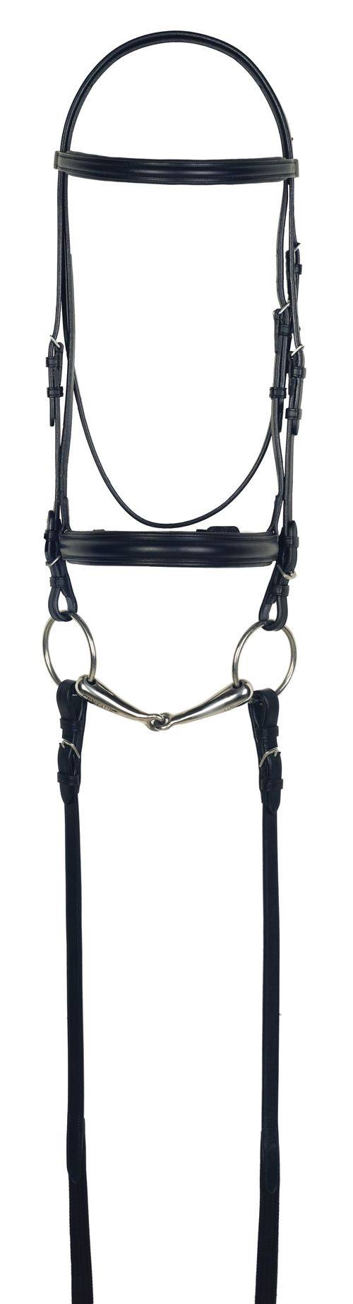 Aramas Plain Raised Padded Dressage Bridle w/Web Reins - Black