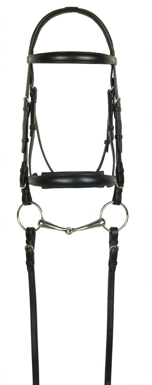 Aramas Raised Z-Shaped Padded Dressage Bridle w/SureGrip Reins - Black