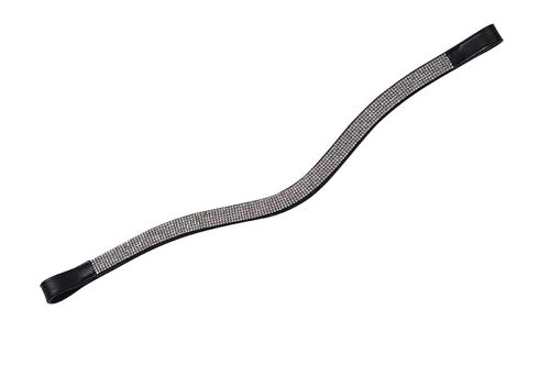 Collegiate Curved Silver Chain Browband - Black