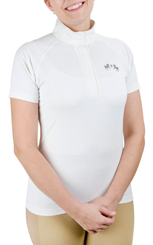 Equine Couture Women's Magda Lace Equicool Short Sleeve Show Shirt - White
