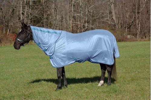 TuffRider Comfy Mesh Combo Neck Fly Sheet - Porcelain Blue