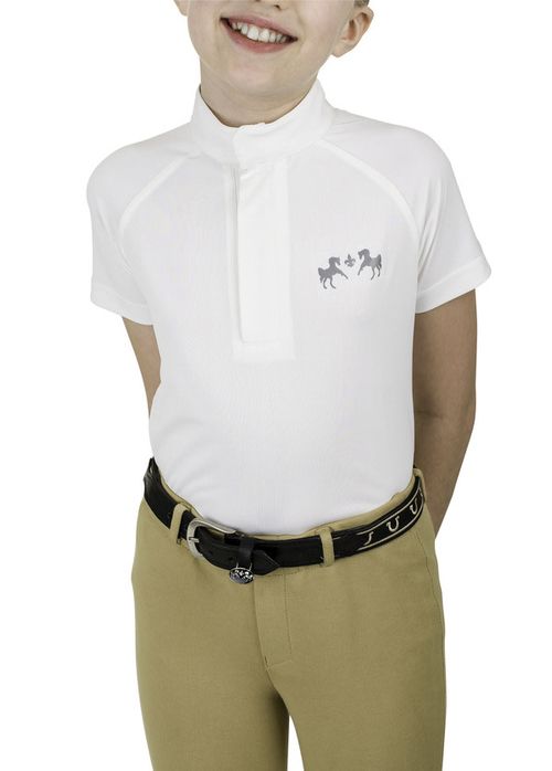 Equine Couture Kids' Magda Lace Equicool Short Sleeve Show Shirt - White