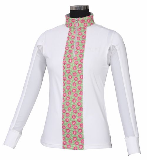 TuffRider Women's Athena EquiCool Riding Sport Shirt - White/Lime Green