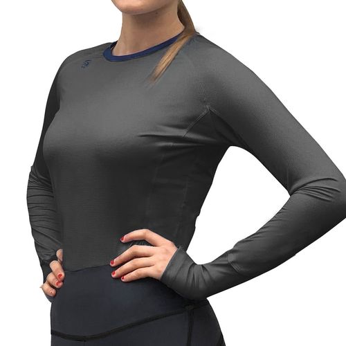 Romfh Women's Lucy Long Sleeve Tech Tee - Charcoal/Dark Navy