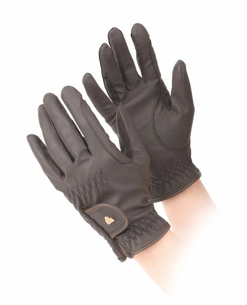 Shires Aubrion PU Riding Gloves - Brown