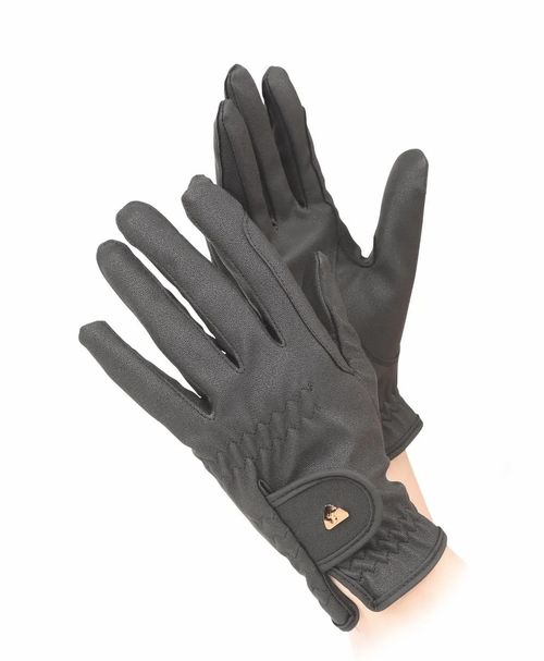 Shires Aubrion Kids' PU Riding Gloves - Black