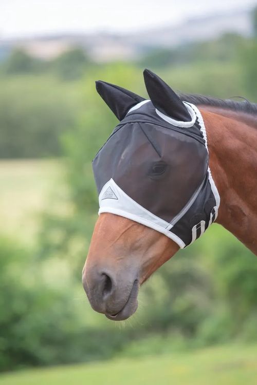 Shires FlyGuard Fine Mesh Fly Mask w/Ears - Black