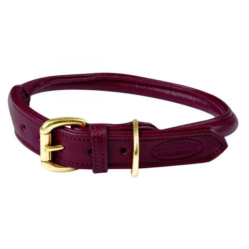 Weatherbeeta Rolled Leather Dog Collar - Maroon