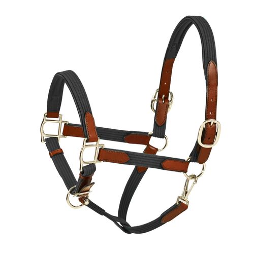 Harmohn Kraft Padded Web/Leather Halter w/Snap - Black/Australian Nut