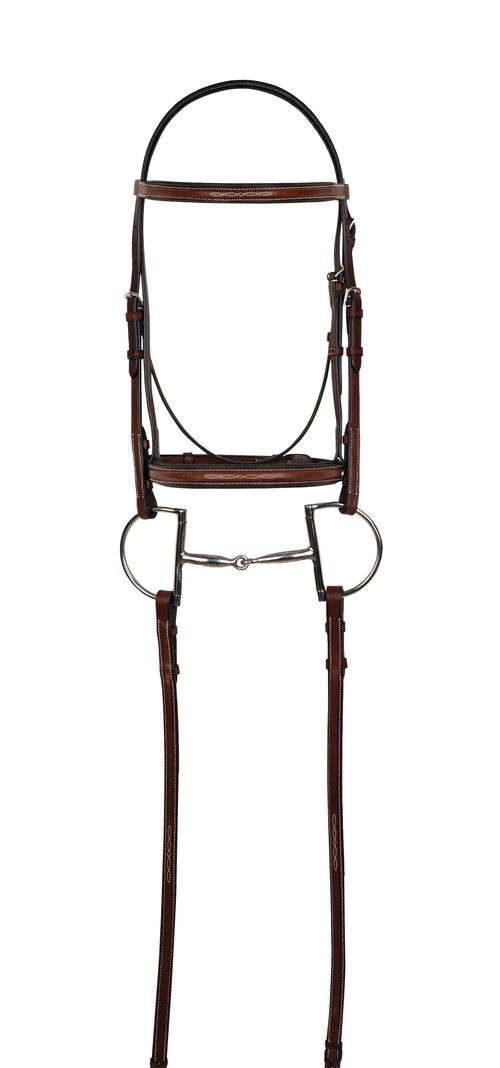 Harmohn Kraft Fancy Square Raised Bridle w/Fancy Raised Lace Reins - Oakbark