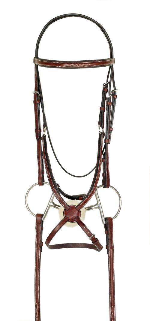 Harmohn Kraft Fancy Raised Padded Figure 8 Bridle w/Fancy Rubber Reins - Oakbark