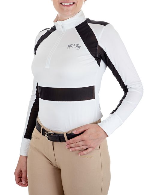 Equine Couture Women's Nicolette Equicool Long Sleeve Show Shirt - White/Black