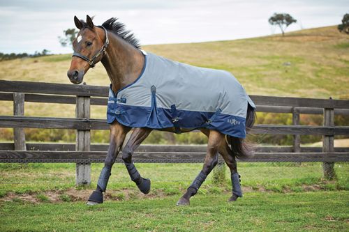 Saxon 600D with Gusset Standard Neck Lite II Turnout - Grey/Navy