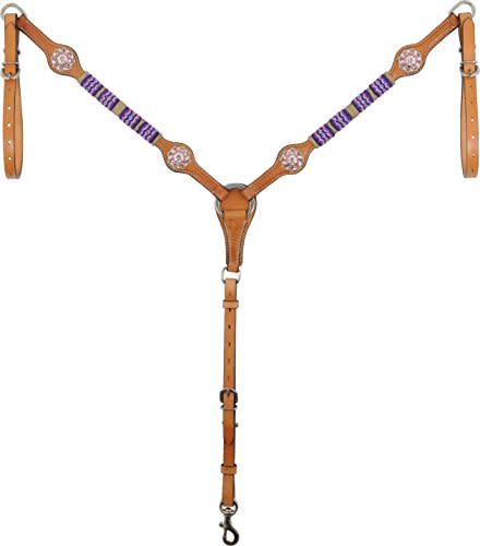 Western Rawhide Pink/Crystal Breastcollar - Golden Tan