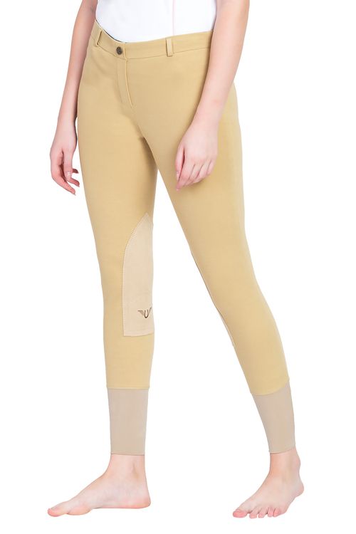 TuffRider Women's Pull-On Knee Patch Breeches - Light Tan