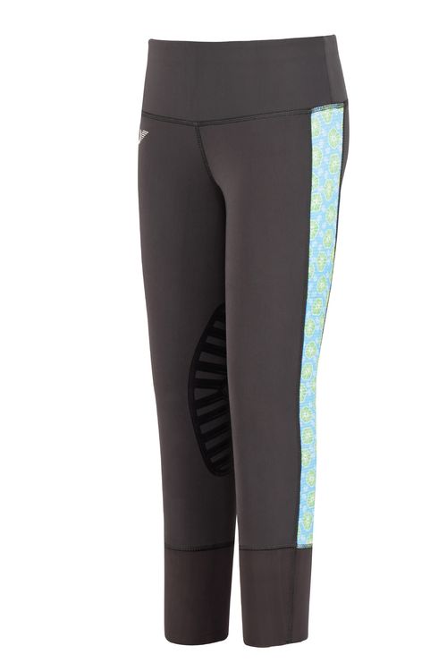 TuffRider Kids' Athena EquiCool Riding Tights - Charcoal/Light Blue