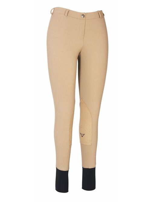 TuffRider Women's Ribb Lowrise Pull-On Knee Patch Breeches - Taupe