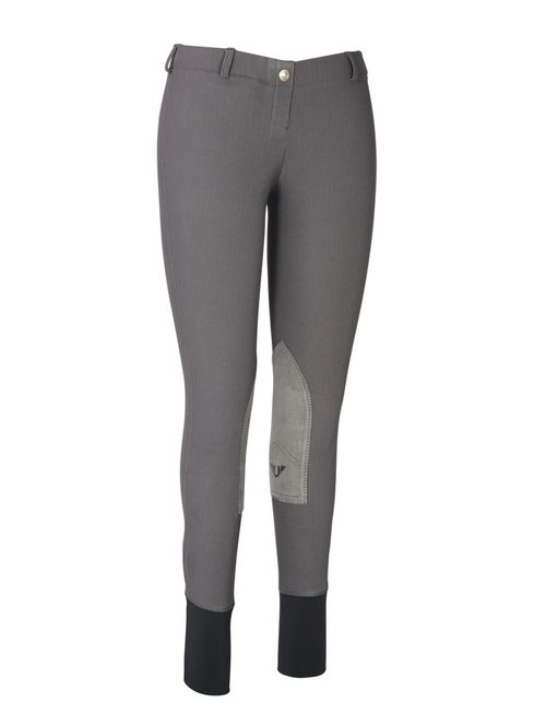 TuffRider Women's Ribb Lowrise Pull-On Knee Patch Breeches - Dark Charcoal