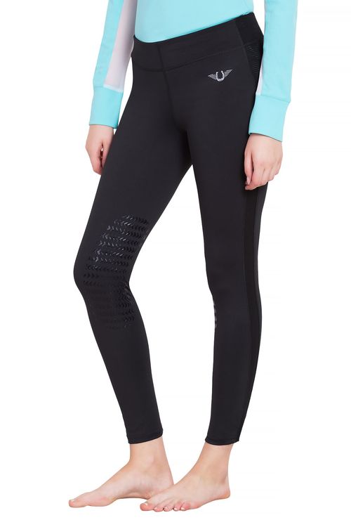 TuffRider Women's Ventilated Schooling Tights - Black/Black
