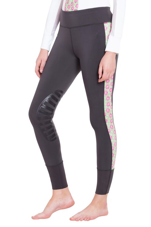 TuffRider Women's Athena EquiCool Riding Tights - Charcoal/Lime Green