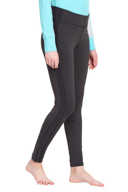 TuffRider Women's Ventilated Schooling Tights - Charcoal/Charcoal