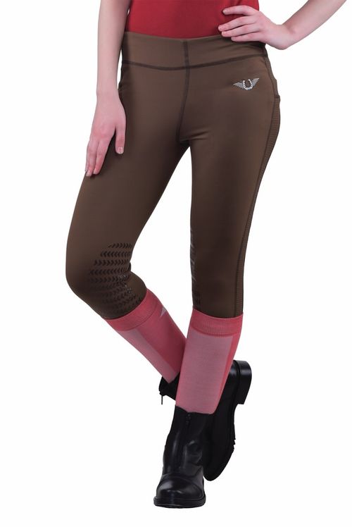 TuffRider Women's Ventilated Schooling Tights - Chocolate/Chocolate