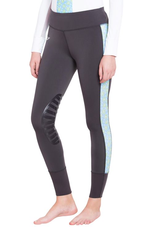TuffRider Women's Athena EquiCool Riding Tights - Charcoal/Light Blue