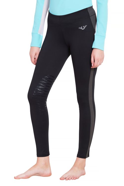 TuffRider Women's Ventilated Schooling Tights - Black/Charcoal