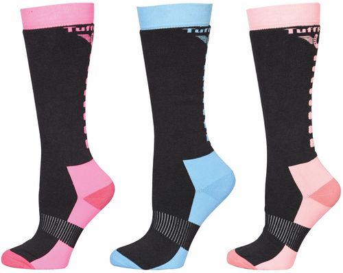 TuffRider Women's Neon Winter Thermal Knee High Socks 3 Pack - Neon Pink/Neon Blue/Neon Peach