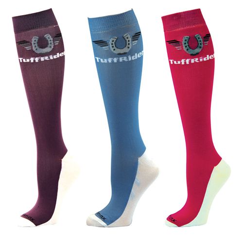 TuffRider Women's Coolmax Knee High Boot Socks - Lavender/Cashmere Blue/Hot Pink