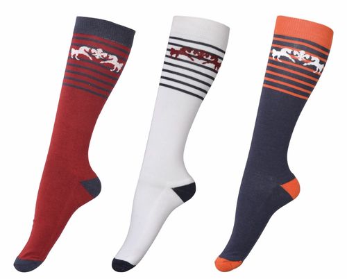 Equine Couture Sam Knee Hi Socks - EC Red/ White/EC Navy