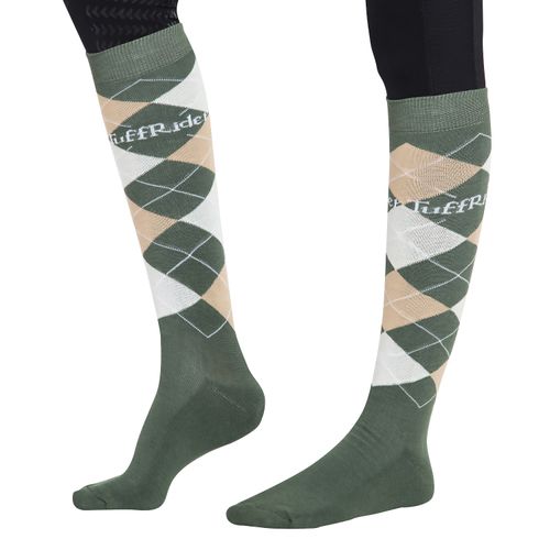 TuffRider Argyle Knee High Socks - Olive/Sand/Creme